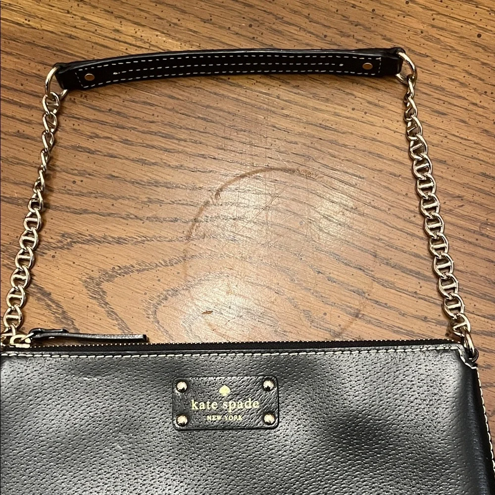 Kate Spade‎ Black Leather Zip Chain Baguette Bag